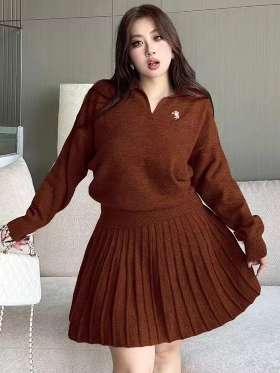SHEIN Dresses & Skirts - SHEIN Chestnut Pleated Knit Mini Skirt